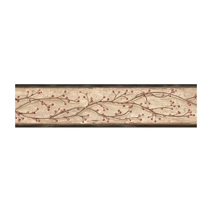 Florence Sand Winterberry Branch Trail Wallpaper Border Chesapeake PUR44612B