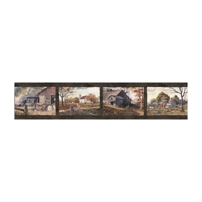 Norm Black Quiet Country Scenes Wallpaper Border Chesapeake PUR44592B