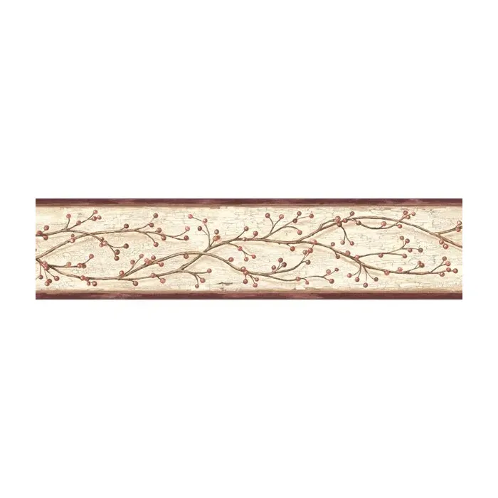 Florence Rose Winterberry Branch Trail Wallpaper Border Chesapeake PUR44614B