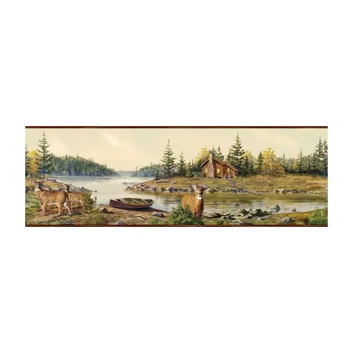 Cabin Creek Portrait Wallpaper Border - Chesapeake Wallcovering