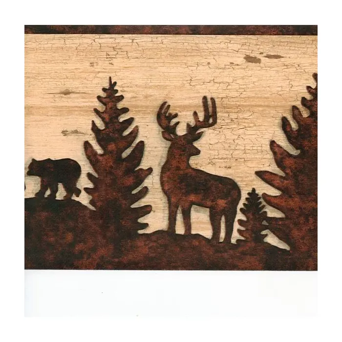 Forest Animals Brown Silhouette Wallpaper Border -  Chesapeake Wallcovering
