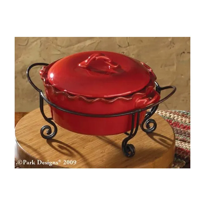 Park Designs Round Covered Baker Caddy Brown Burl Finish