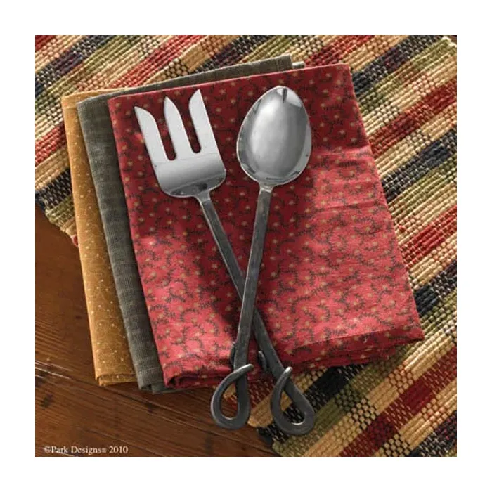 Forged Loop Serving Set Brown Burl Finish