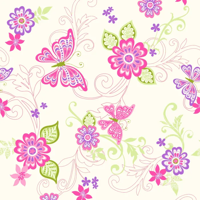 Paisley Pink Butterfly Flower Scroll Wallpaper Sidewall Chesapeake BBC95511