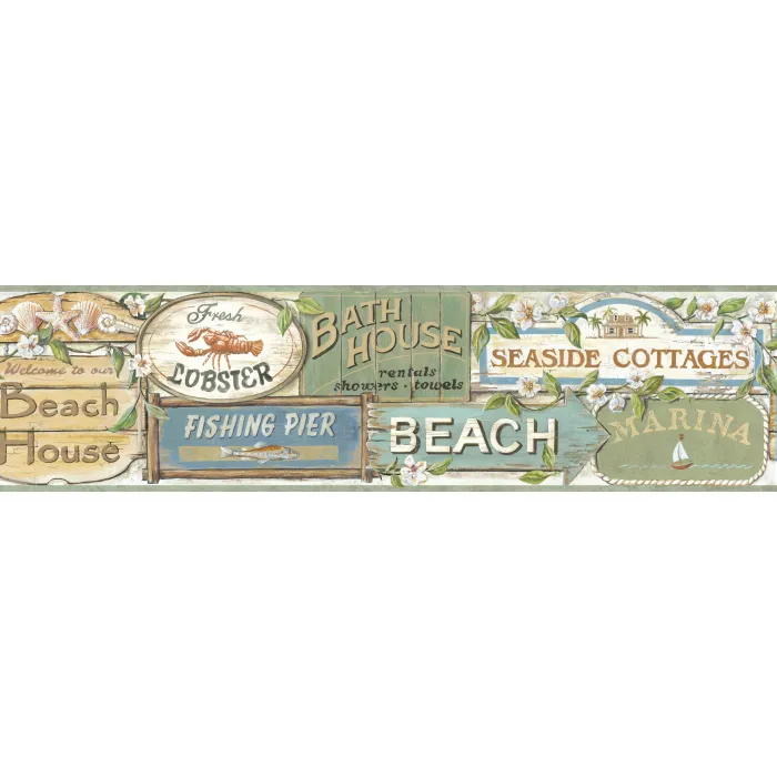 Captain Moss Seaside Signs Portrait Wallpaper Border Chesapeake BBC46023B