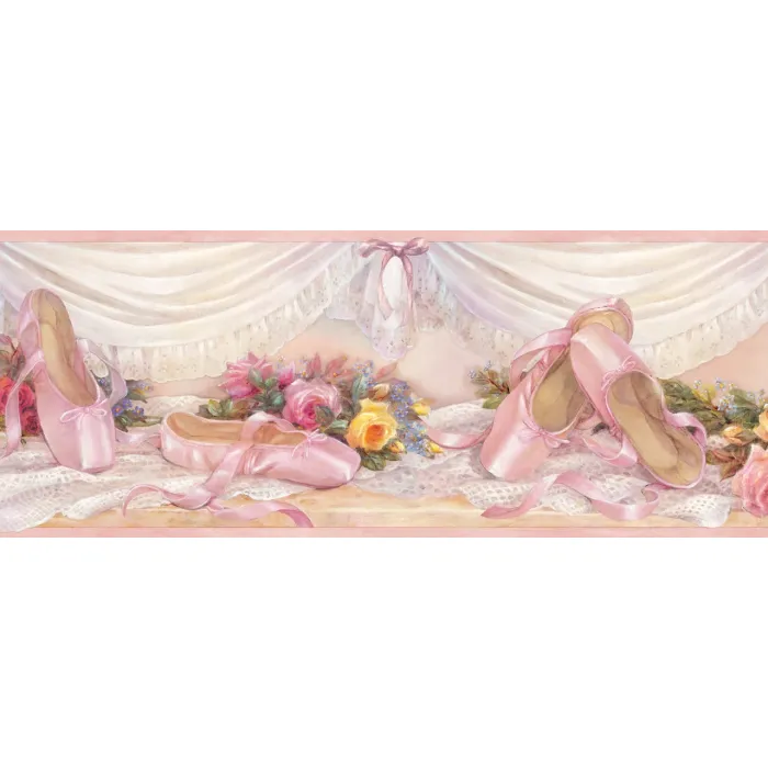 Eloise Pink Ballet Slippers Portrait Wallpaper Border Chesapeake BBC92092B