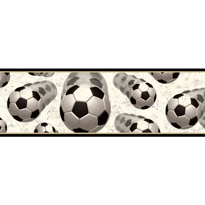 Beckham Black Soccer Balls Motion Wallpaper Border Chesapeake BBC94253B