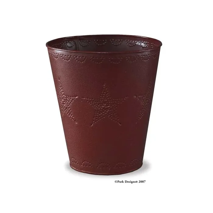 Star Punched Waste Basket Red