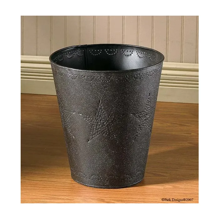 Star Punched Waste Basket Blk