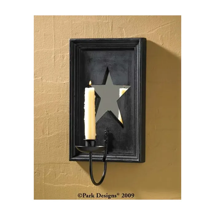 Wood Star Mirror Sconce
