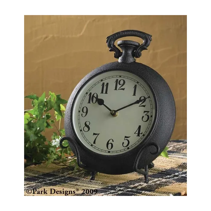 Pocket Watch Clock W easel Blk