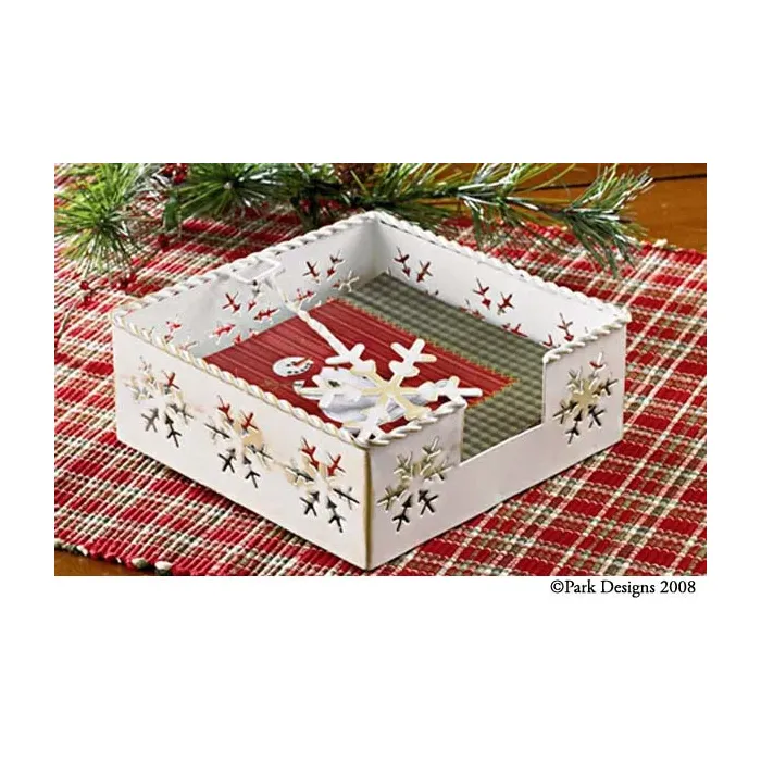 Snowflake Bev Nap Hldr Wht