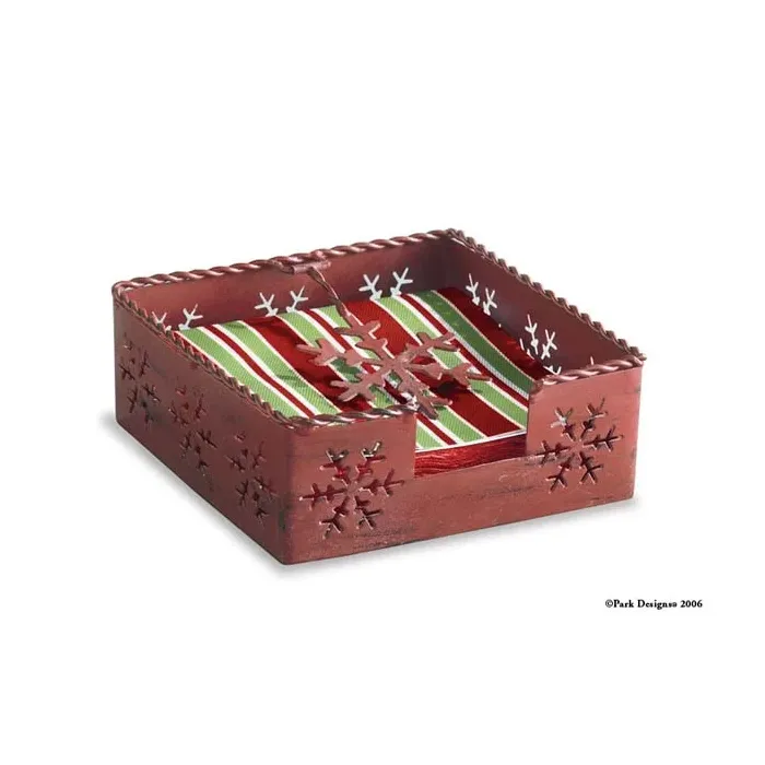 Snowflake Bev Nap Hldr Red