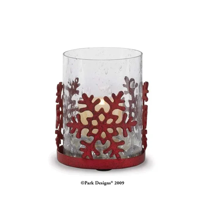 Red Snowflake Votive Hldr