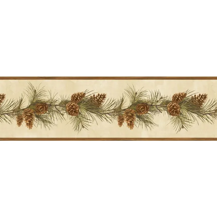 Fleming Sand Pine Boughs Trail Wallpaper Border Chesapeake BBC48401B