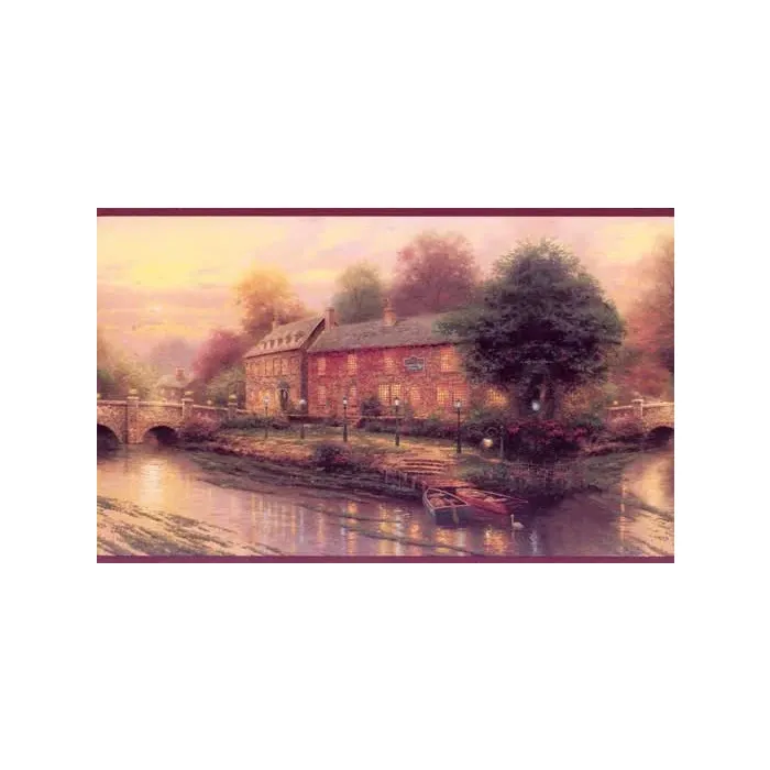 Kinkade Village Bridges Wallpaper Border AKA 30882210B