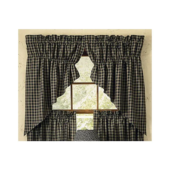 Park Designs Sturbridge Black Lined Gathered Curtain Swag 72in x 63in