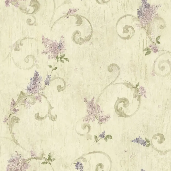 Emma Grey Lilac Acanthus Scroll Wallpaper Sidewall Chesapeake BBC21605