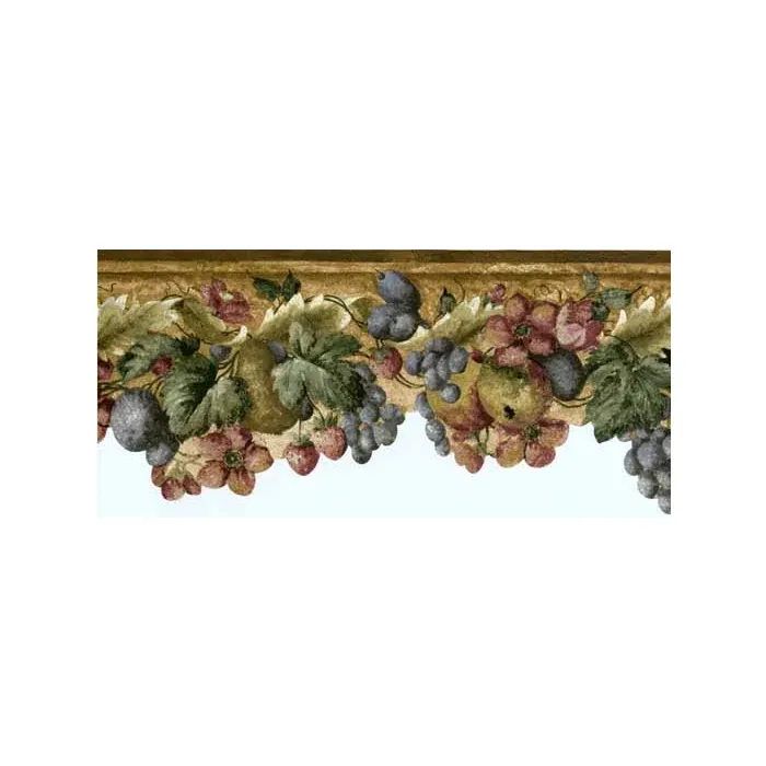 Distressed Flower and Fruit Wallpaper Border