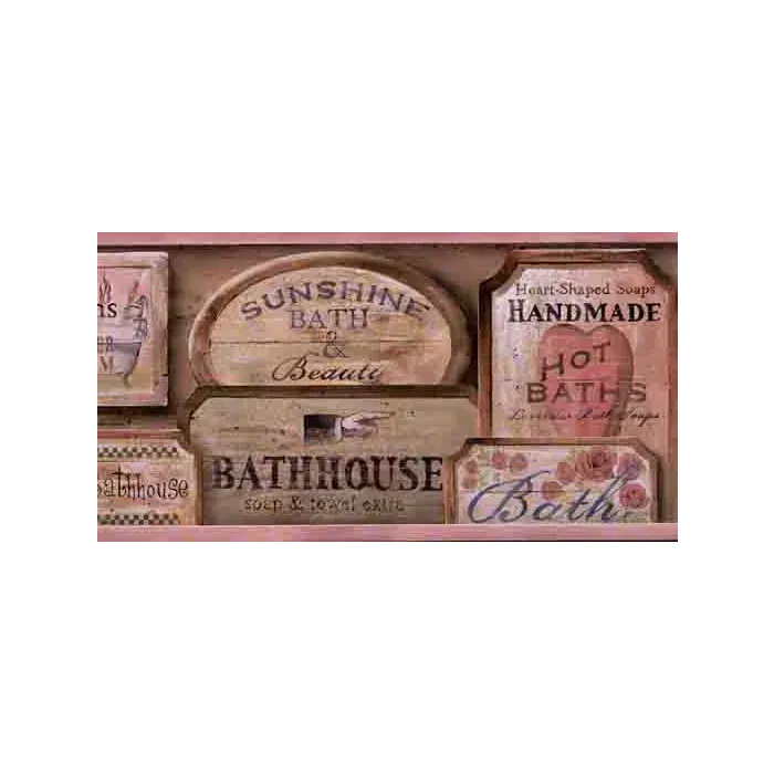 Pink Bathroom Signs Wallpaper Border - 1 roll left