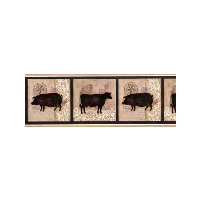 French Cow and Pig Wallpaper Border EX80963B
