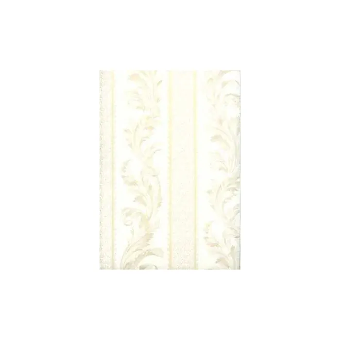 Beige Scrolling Leaf Stripe Wallpaper