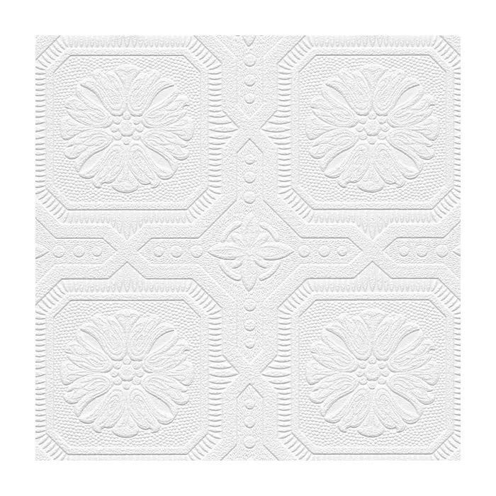 Tin Tiles Paintable Wallpaper White Norwall Wallcovering 48928