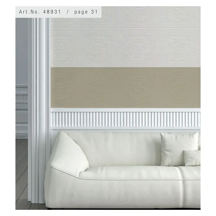 Relief Print Panels Paintable Wallpaper White Norwall Wallcovering 48931
