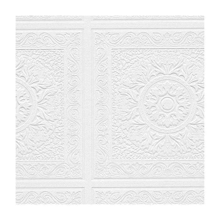 Relief Print Panels Paintable Wallpaper White Norwall Wallcovering 48931