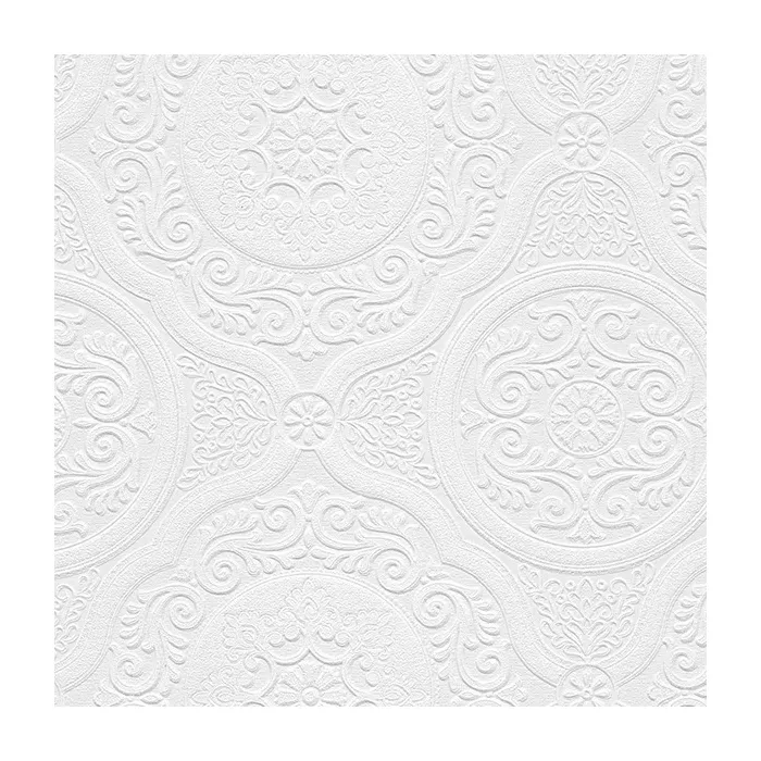 Jacobean Tile Paintable Wallpaper White Norwall Wallcovering 48932