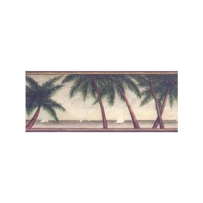 Country House Palm Tree Wallpaper Border