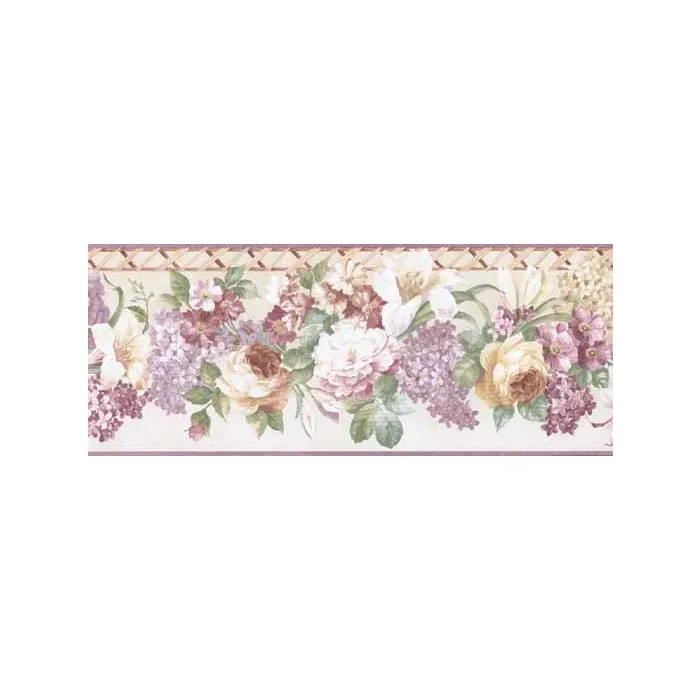Light Reflective Mixed Flower Wall Paper Border