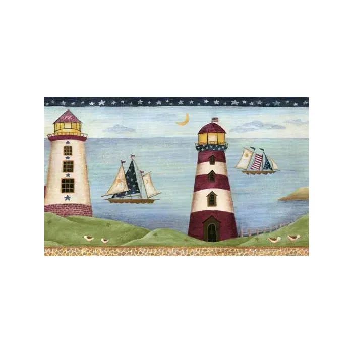 Blue Lighthouse Wallpaper Border