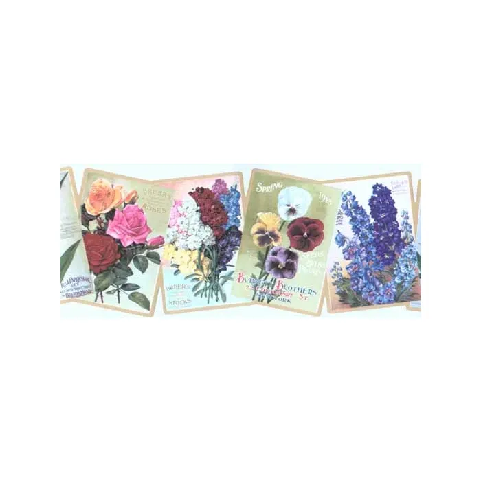 Mixed Spring Flower Ads Pattern Cut WallPaper Border - Waverly