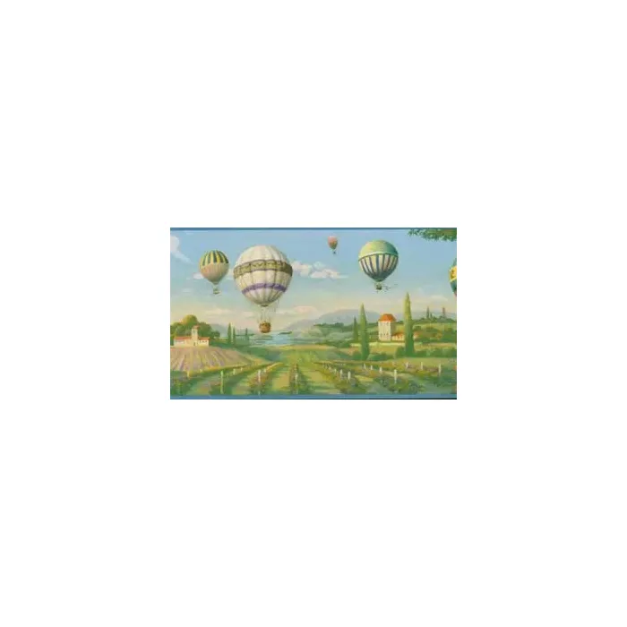 Hot Air Balloons Over Vineyard Wallpaper Border