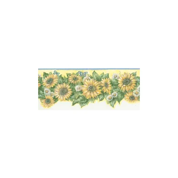 Sunflower and Daisy Yellow Wallpaper Border