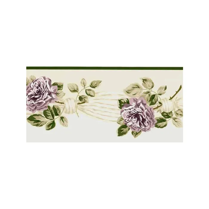 Green Floral Swag Wallpaper Border