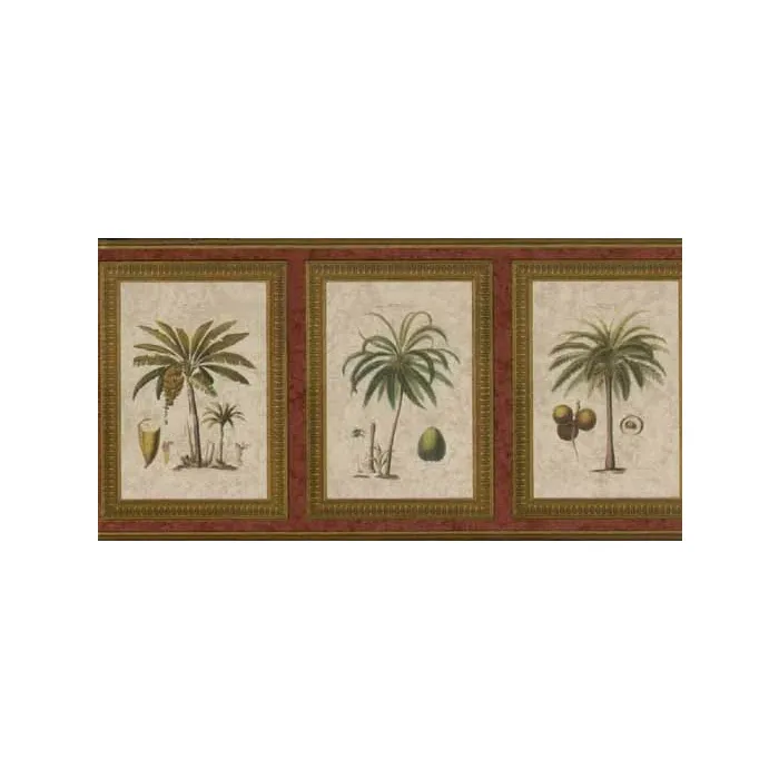 Framed Tropical Fruit Trees Wall Paper Border