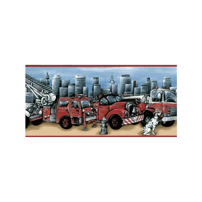 Red Fire Truck Dalmatian Wall Paper Border