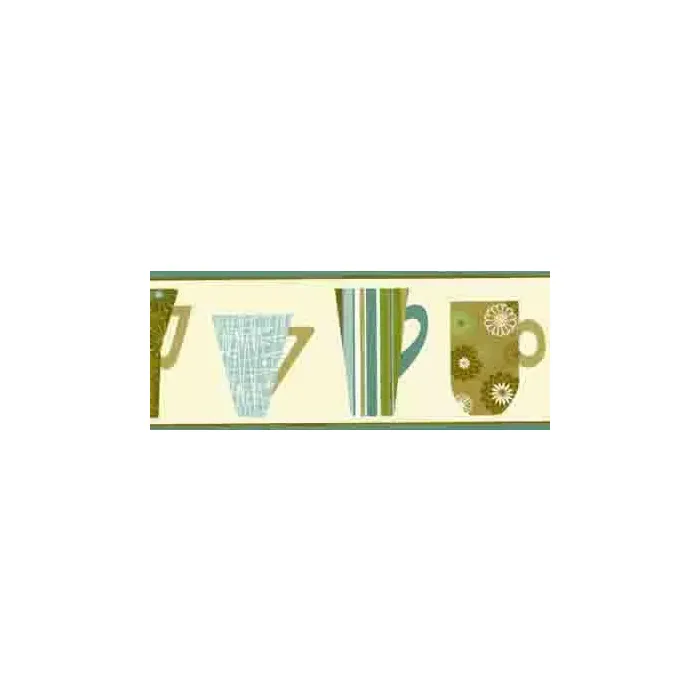 Cafe Chic Coffee Cup Wallpaper Border - Waverly