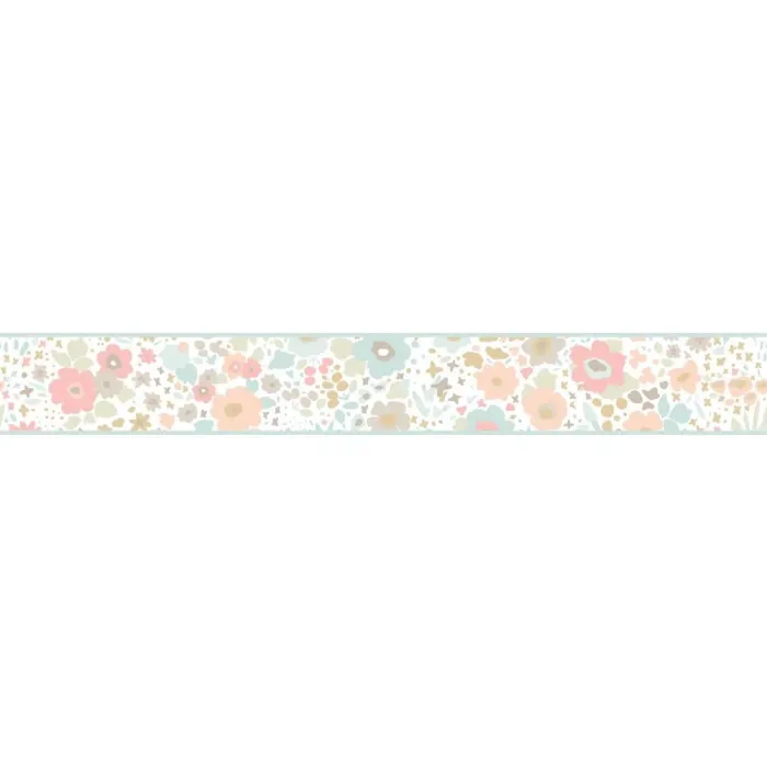 DwellStudio Baby & Kids Posey Wallpaper Border - Pink/Blue/Brown DW2373BD