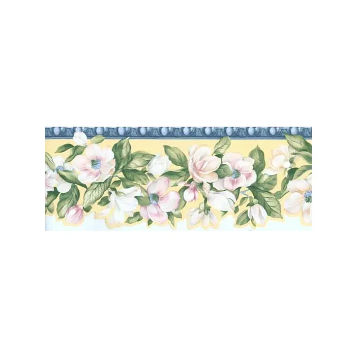White Magnolia Wall Paper Border