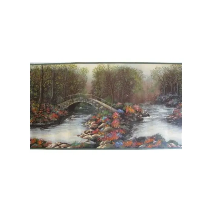 Stone Bridge Over Stream Wallpaper Border by Village