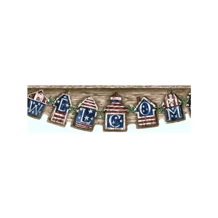 Green Americana Welcome Wallpaper Border