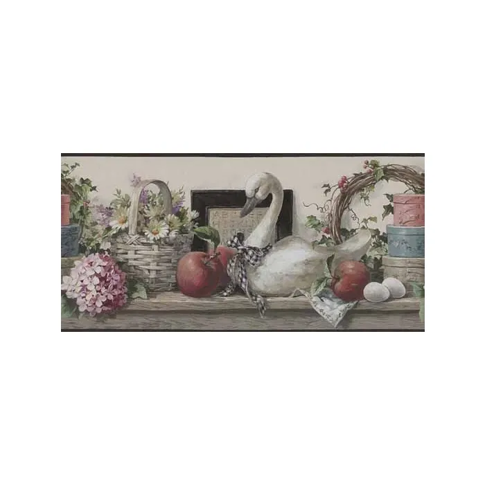 Primitive Country Shelf Wallpaper Border - Village Wallcovering