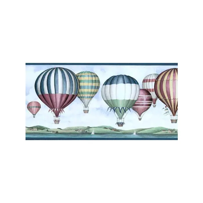 Hot Air Balloons Over Water Wallpaper Border