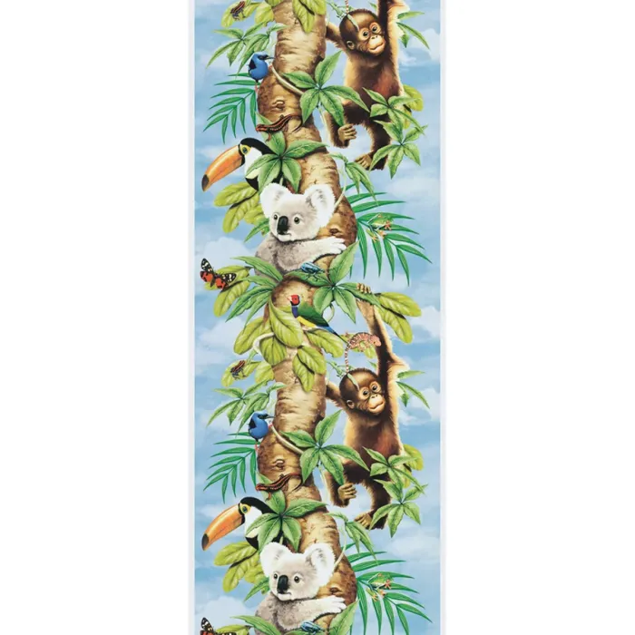 Jungle Animals In Tree Vertical Wallpaper Border - Village
