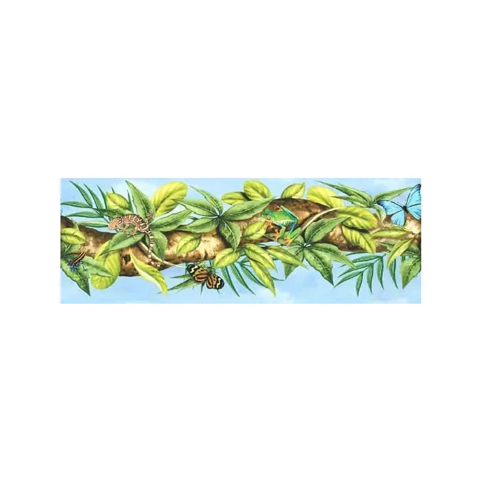 Jungle Tree With Lizards, Frogs & Butterflies Wallpaper Border - Village