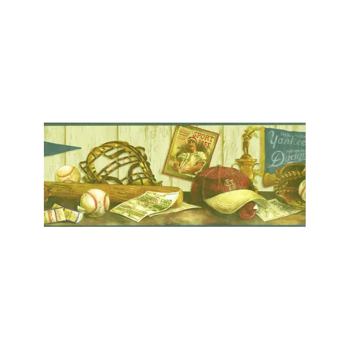 Blue Cooperstown Shelf Wallpaper Border