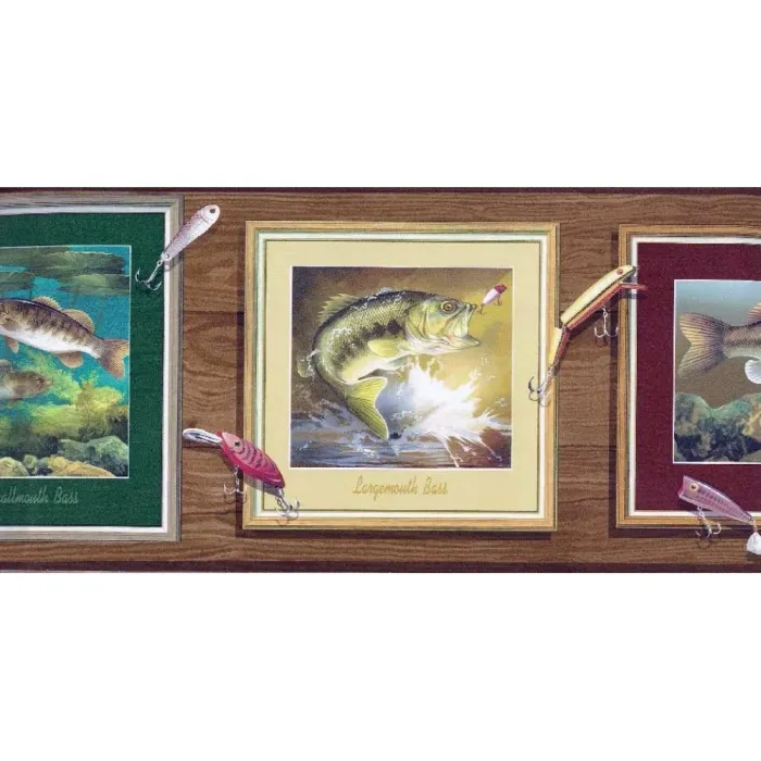 Framed Fish & Lures Wallpaper Border - Village Wallcoverings